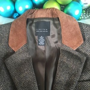 Limited tweed with leather trim blazer